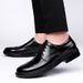 Euro Step British Style Round Brogue Carved Korean Version Trendy Business Casual Leather Large Toe Heightening Thick Sole Men's_vogvips.com