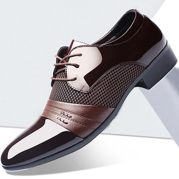 Fashion New British Men's Leather Classic Man Pointed Toe Formal Wedding Male Flats Dress Shoes Lace Up_vogvips.com