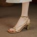 Gold Women's Fashion Stilettos, Open-toed Chain Sandals_vogvips.com
