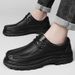 Men's Casual Round Head Soft Sole Non-slip Rubber Thick-soled Lace-up Leather Shoes_vogvips.com