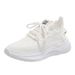 LD290 New Women 2023 Summer Flyknit Breathable Thick Sole Height Increasing Simple Mesh White Shoes For Running_vogvips.com