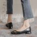 Women's Flat For Commuting, 2025 Spring French Retro Square-toed Shallow Buckle Loafers, Soft Leather Granny Shoes_vogvips.com