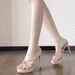 Rhinestone Open-toe Nude Heeled Sandals - Women's Summer Stiletto Platform Slides_vogvips.com