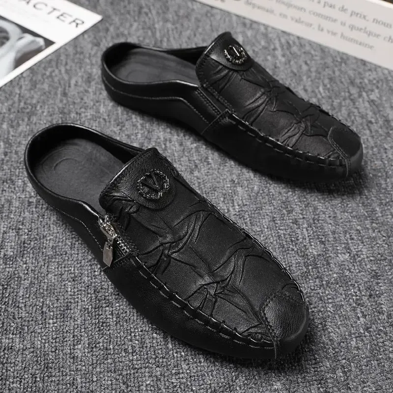 Summer Shoes Mules Slippers For Men Slip-resistant Sandals Man Half Clappers 2025 Cheap Korean Style Adult Designer_vogvips.com