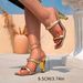 Women's Heeled Sandals Gold Shaped Heel One-legged Sandals Fashion Party Square Toe Heeled Sandals_vogvips.com