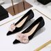 Women's Elegant Pointed-Toe Floral Mid Heel Pumps - Comfortable Slip-On Dress Shoes For Spring & Fall, Sizes 34-43_vogvips.com