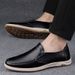 Euro Step Formal Spring Summer Loafers Slip-On Moccasins Casual Leather Top Layer Cowhide Lazy Men's Shoes_vogvips.com