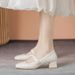Women's Single 2025 Spring-summer New Style, Mid-heel French Mary Jane Shoes, Square Toe, Versatile, Elegant And_vogvips.com