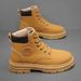 European Warm Series Spring And Autumn New M's 2025 Thick-Soled Martin Work Shoes Fashion Versatile Height-Increasing Yellow Boots Trdy_vogvips.com