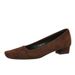 8291 Style Square Toe Shallow Mouth Simple Plain Suede Trimmed Women's Shoes, Thick Low Heel Professional OL Single Shoe_vogvips.com