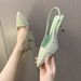 French Style Small Fragrance High Peep Sandals For Women 2024 New Summer Thin Heel Pointed Toe Slip-On Fashion_vogvips.com