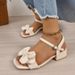 French High Heels Women's 2025 Summer New Fashion Versatile Bowknot Comfortable Ankle Strap Chunky Heel Sandals_vogvips.com