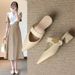 French-style Pointed-toe Chunky Heel Slippers For Women, 2026 Summer New Model, Simple, Comfortable, Breathable Sandals,_vogvips.com