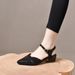 Pointed Sandals For Women 2023 Summer New Sheepskin Hot Diamond Buckle Flat Sandals Temperament Closed Toe Empty Back Women's Shoes_vogvips.com