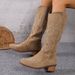 Spring And Autumn New Style Chunky Heel V-Cut Slimming Travel High Tube Long Over-the-Knee Embroidered Western Cowboy_vogvips.com