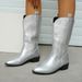 Autumn And Winter New Large Knight Boots Women's Pointed Square Heel Embroidered_vogvips.com