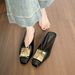 Weiwei Women's High-End Square Toe Flat Sandals Half Slip-On Closed Toe Shoes with Square Buckle 8866 1_vogvips.com