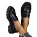 New Patent Leather Glossy Fringe Thick Soled Retro Loafers Plus Size Casual Shoes_vogvips.com