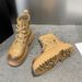 Women's Yellow With Hollow Design, 2024 New Model Genuine Leather Women's Boots, Hollow-Out Height-Increasing Martin_vogvips.com