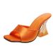Square Toe High Heels Fashion Slippers For Women With Crystal Heels, Elegant Cloth Surface, Fish Mouth, And Cool_vogvips.com