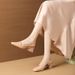 Qianlihui Millennium Sweet Girl Ins Silver Bowknot Chunky Heel Cute Closed-Toe Age-Reducing Fashion Patent Leather_vogvips.com