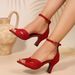 2025 Summer New High Chunky Heel Large Size One-Strap Buckle Sandals For Women European And American Foreign Trade Fish_vogvips.com