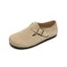 for Women Winter Fleece-Lined Thick-Soled Retro Slip-On Loafers Genuine Leather Round-Toe Soft Sole Furry_vogvips.com