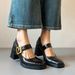 In-stock Spring Vintage High-heeled Mary Jane Shoes With A Square Toe, Soft Leather, Waterproof Platform, Chunky Heel,_vogvips.com