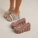 Women’s Shoes Large Size Thick Bottom Wedge Heel Flip Flops Women's Colorful Striped Wedge Heel Cloth Beach Sandals Slippers_vogvips.com