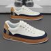 Men's Trendy Low Cut Breathable Casual Board Lightweight And Versatile, One Foot Sports Leather Shoes, Autumn New_vogvips.com