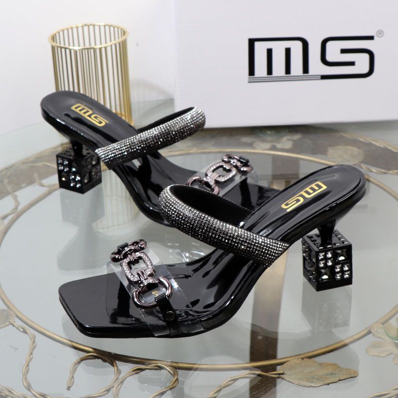 Gold High Aesthetic One Word Slipper 2024 Summer New Fashion Thick Irregular Metal High Heel External Wear Sandal_vogvips.com