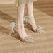Women's Shoes Mid Heel Versatile Rhinestone Pumps, Sexy Backless Lady Formal Shoes For Wedding & Party Shoes Pearl & Rhinestone Butterfly Decor_vogvips.com