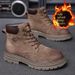 Men's Retro British Style High-Top Martin Boots With Fleece Lining, Slip-Resistant & Lightweight For Casual Wear_vogvips.com