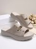 2025 New Summer Soft Leather Sandals Women, Simple Rivet Sports Style, Sloping Heel Slippers For Women_vogvips.com