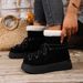 SHLIANG New Women's Thick Bottom Snow Boots Round Toe Fashionable Lace Up Short Casual Warm Cotton Shoes Winter Essential Footwear X0063_vogvips.com