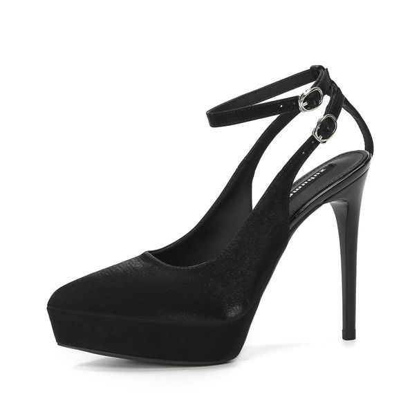 1233-1 Pointed Toe Stiletto Waterproof Platform Super High Heels Satin Single Shoes Comfortable_vogvips.com