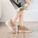Women's Shoes Cotton Padded Snow Boots Women's Real Fur High Heels Genuine Leather Inner Height Increasing Dongda Single Shoes Velvet Leather Real Fur_vogvips.com