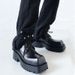 Unisex 2023 New Trendy Women Thick Sole Casual Derby Black Square Toe Small Leather Shoes_vogvips.com