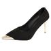 2025 Fall New Black Heels For Women, Metal Pointed Toe, Thin Heel, Suede, French Style, Elegant Women's High Heel Pumps_vogvips.com
