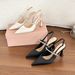 French Rear Strap Rhinestone Pointed High Heels 2026 New Fattened And Widened Large Size Single Shoes Rear Empty Sandals Women_vogvips.com