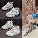 Leather Belt Drill Hollow Dad Shoes Women's Lightweight Inner Height Increase Casual Sports Shoes Platform Sandals_vogvips.com