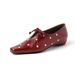 Lan Cabinet Super Soft Loafers For Women Lace Up Rivet Red Leather Shoes Square Toe Cm Hidden Heel Single_vogvips.com
