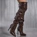 Elegant Pointed-Toe High Heel Over-The-Knee Boots For Women - PU Leather, 11CM Heel, Slip-Resistant, Fashionable & Comfortable (Dark Brown)_vogvips.com