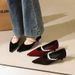 2355-K216 French-style Pointed Mary Jane Shoes For Women With Thin Heels, Single Strap, Pearls, Versatile Suede, Elegant_vogvips.com