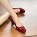 Square-toed High-heeled 2025, Patent Leather, Chunky Heel, Solid Color, Closed-toe, Shallow Cut, Mid-heel Shoes For_vogvips.com