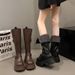 Women's Shoes Two-Way Thick-Soled Riding Women 2025 Autumn Winter New Brown Over-the-Knee Long Boots Chunky Heel_vogvips.com
