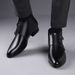 Genuine men's short boots, winter plush insulation, pointed high top leather shoes, British style_vogvips.com