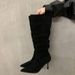 Women's Pointed-Toe Stacked Knee Boots - Slimming Khaki Riding Boots With 8cm Stiletto Heel | Vintage Chic & All-Day Comfort_vogvips.com