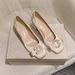 .French-style Gentle Skirt, Thick Heel, Shallow Opening Single Shoes, Women's Season, Bow Satin Square Toe High Heels_vogvips.com
