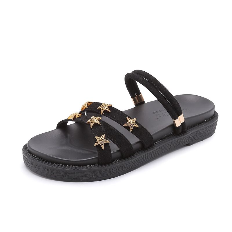 HM- 0.5kg Women's Female Students, Fashionable 2026 New Summer Roman-style Flat Korean-style Large-size Shoes For Women_vogvips.com